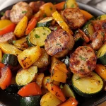 10 Minute Air Fryer Chicken Sausage and Veggies