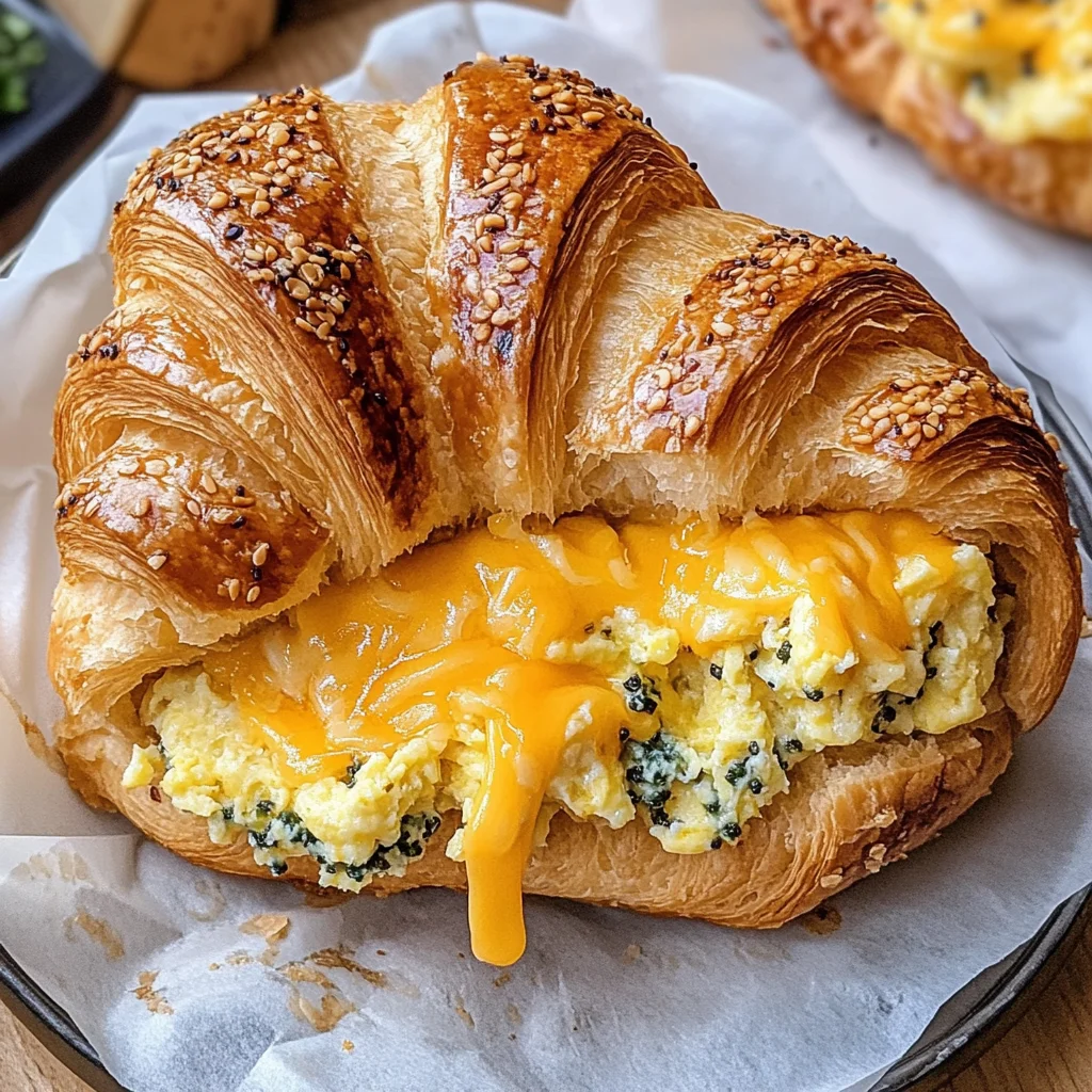 Cheesy Everything Breakfast Croissant Sandwich