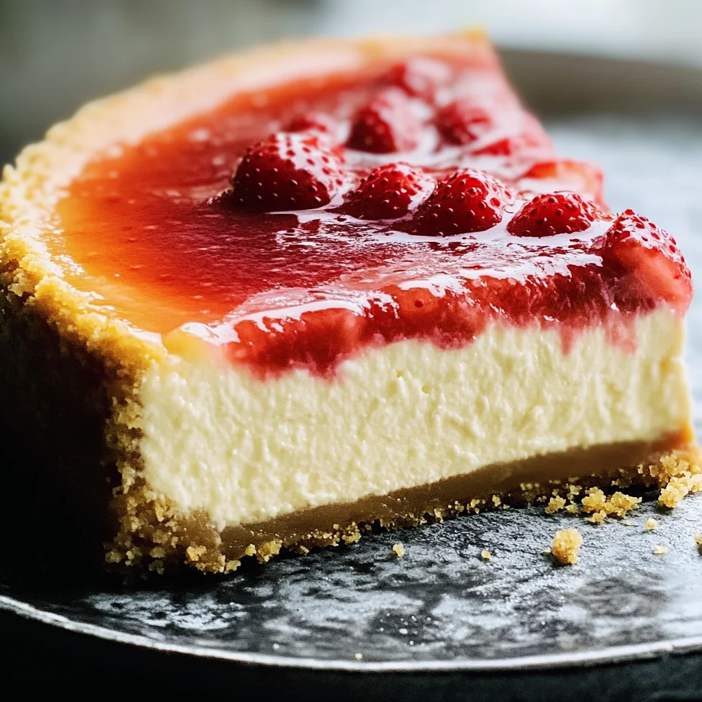 Classic New York Cheesecake Recipe with Fresh Strawberry Sauce
