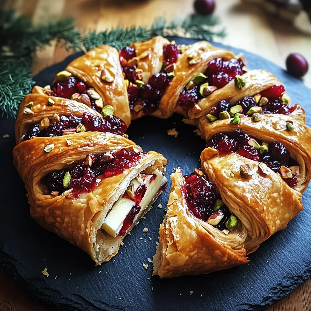 Cranberry and Brie Puff Pastry Wreath