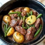 Crockpot Garlic Butter Beef Bites with Potatoes
