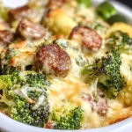 Keto Broccoli and Cauliflower Au Gratin with Sausage