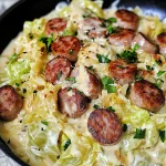 Keto TikTok Cajun Sausage and Cabbage Alfredo