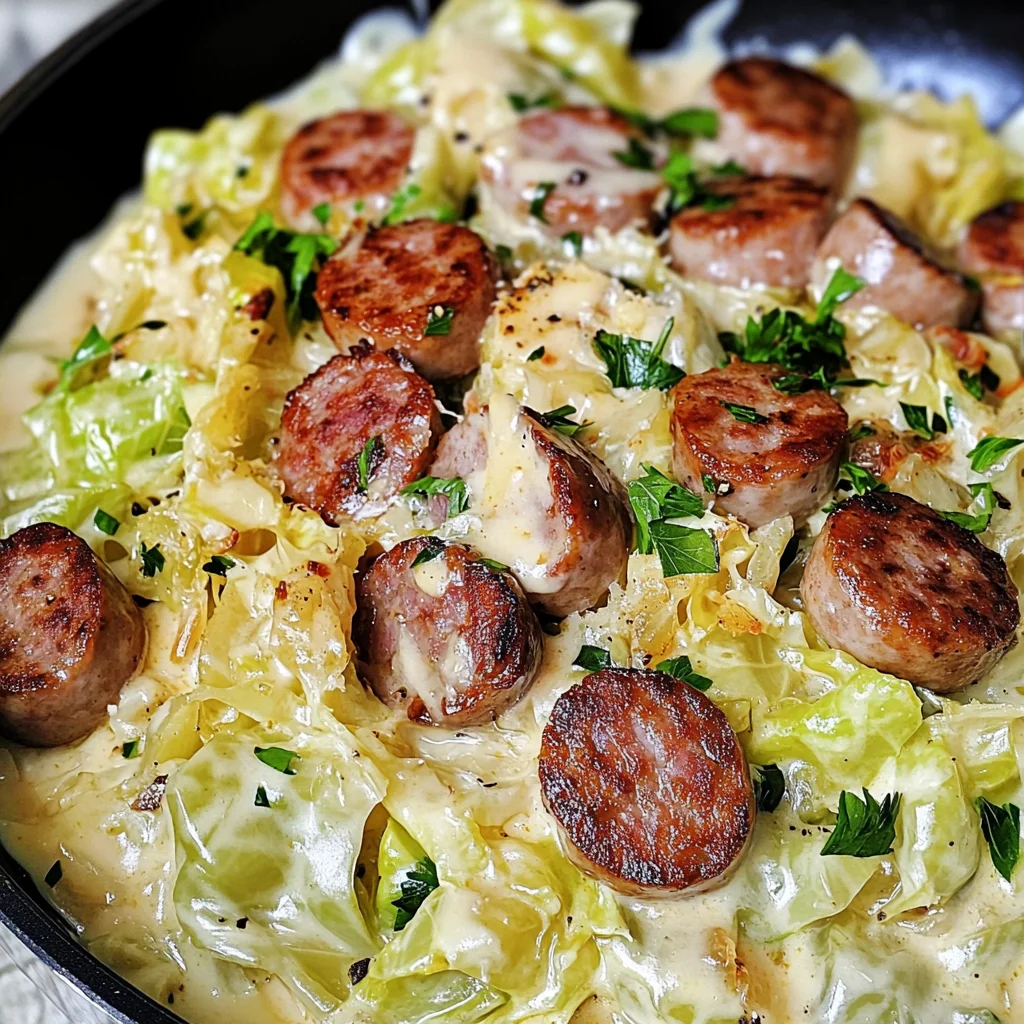 Keto TikTok Cajun Sausage and Cabbage Alfredo