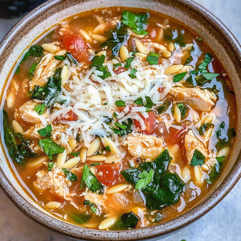Lemon and Parmesan Chicken Orzo Soup