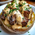 Loaded Baked Potato with Steak Bites