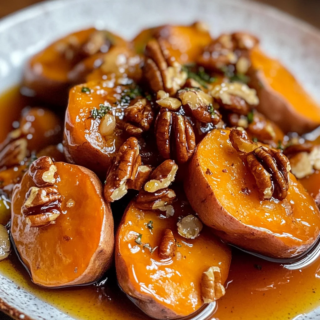 Maple Walnut Roasted Sweet Potatoes with Pecan Topping Recipe