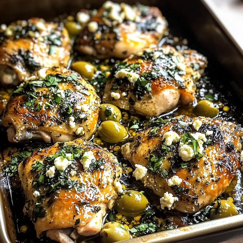 Oven Roasted Garlic Butter Chicken with Lemon Olive Dressing