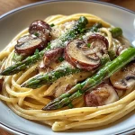 Roasted Asparagus and Mushroom Carbonara