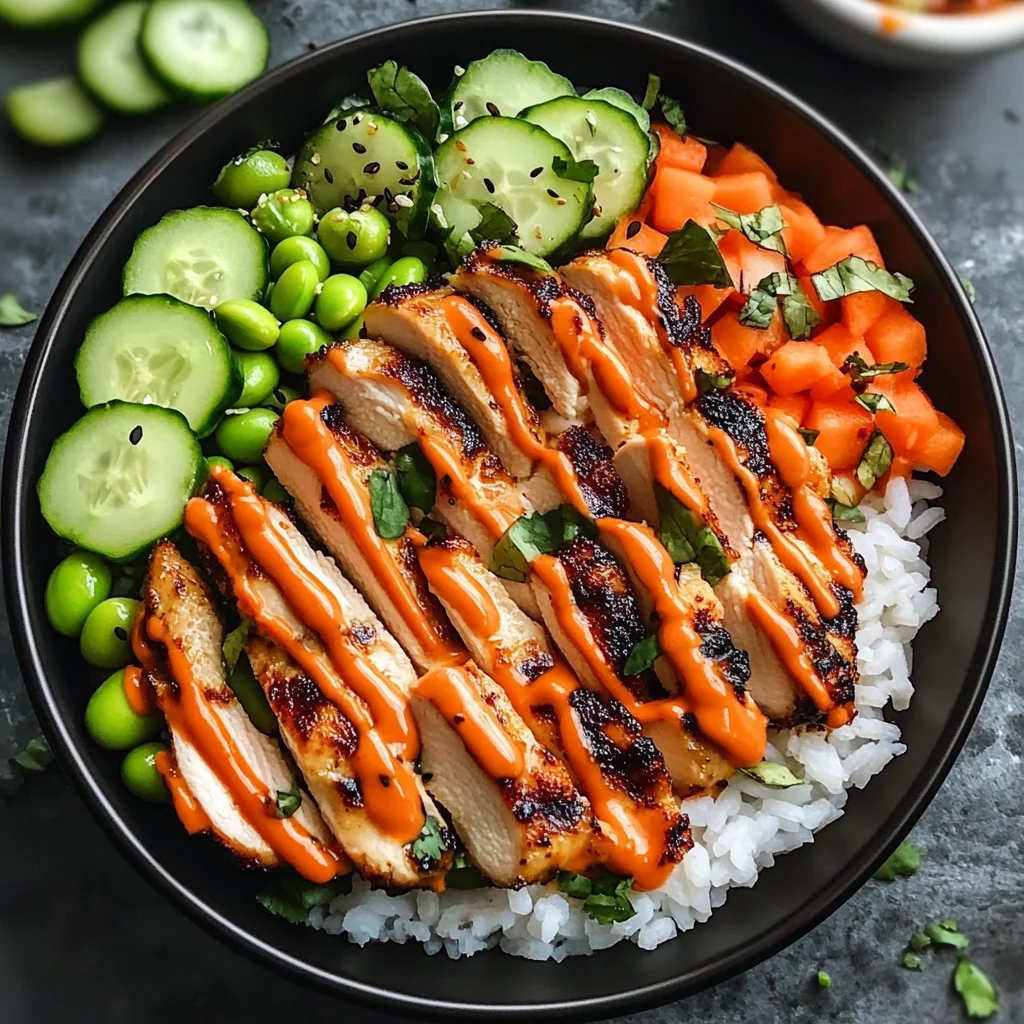 Savory Chicken Bowl with Sriracha Mayo Drizzle