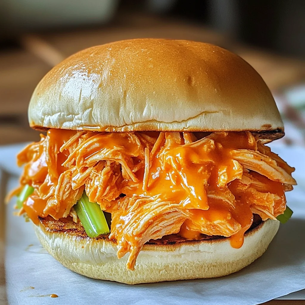 Slow Cooker Buffalo Chicken Sandwiches