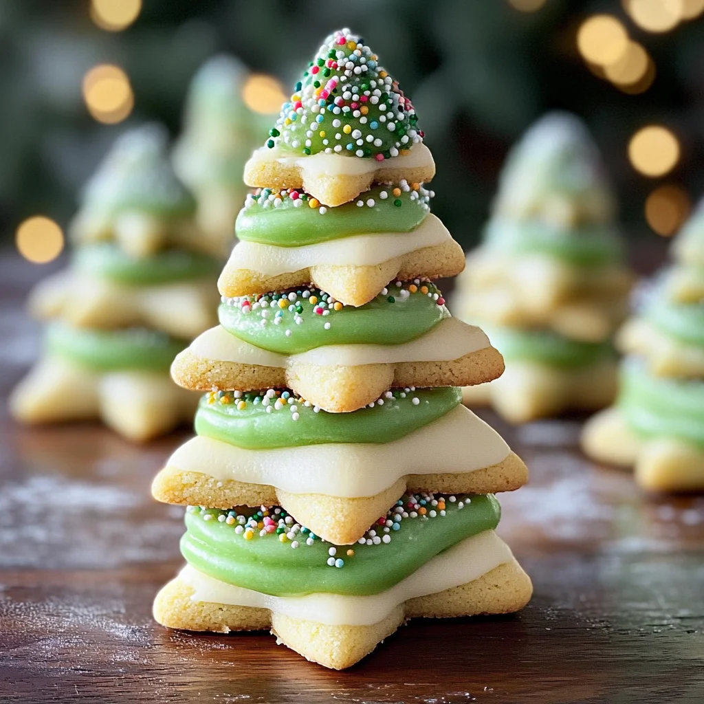 Sugar Cookie Tree Stacks with Cream Cheese Frosting