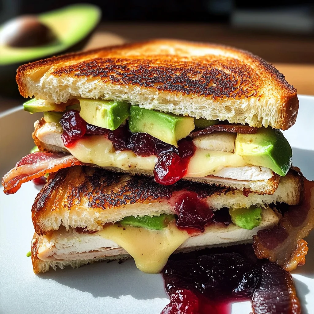 Cranberry and Brie Turkey Grilled Cheese with Avocado and Bacon