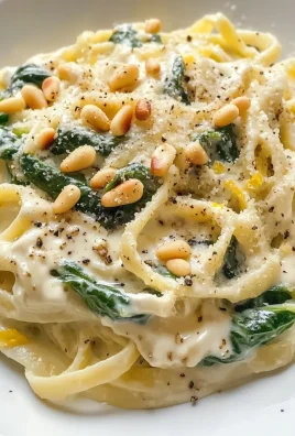 Creamy Lemon Ricotta Pasta with Spinach and Toasted Pine Nuts