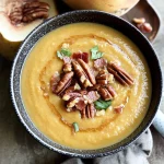 Creamy Winter Soup + Candied Pecans and Bacon