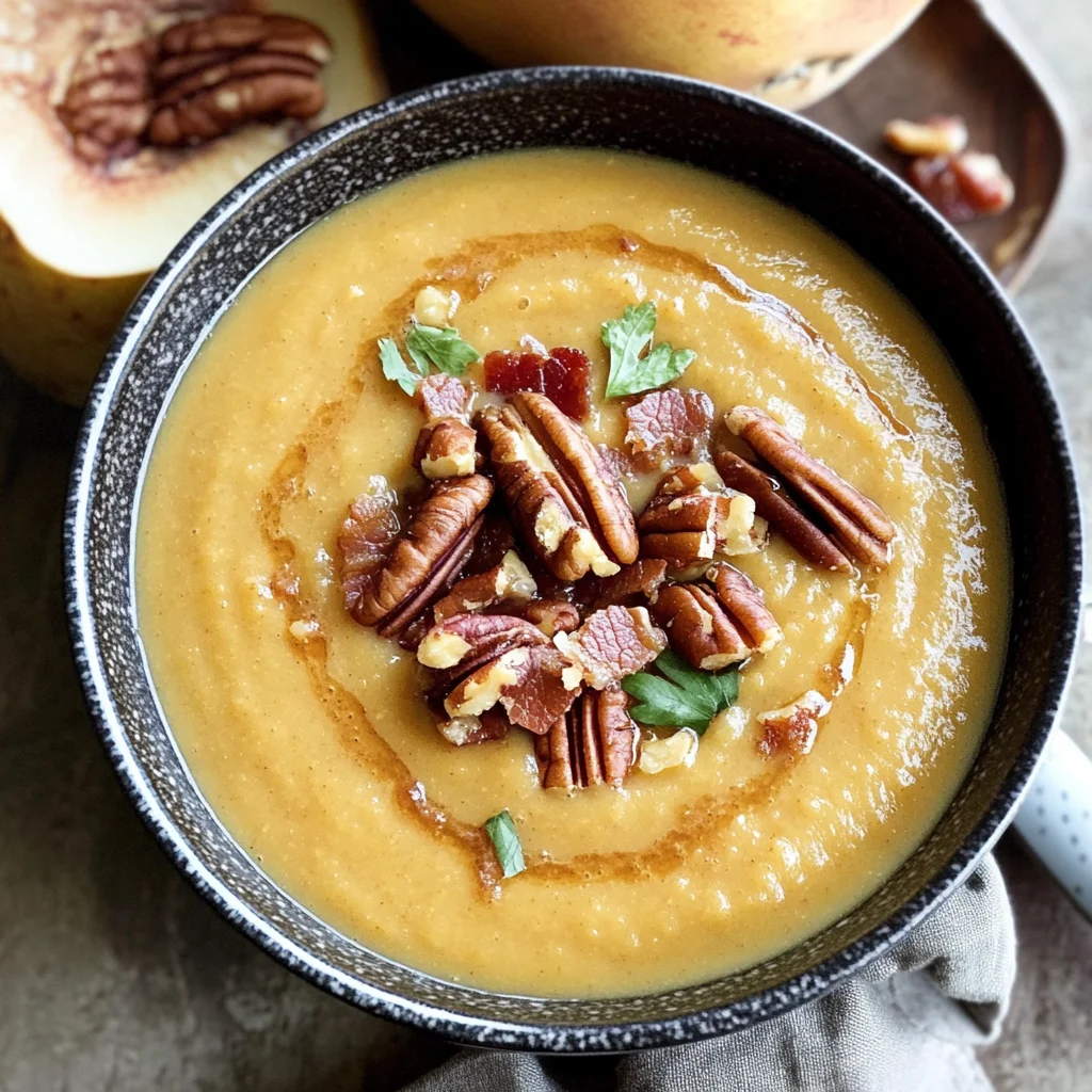 Creamy Winter Soup + Candied Pecans and Bacon