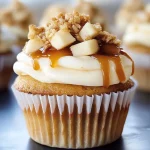 Delicious Apple Crisp Cupcakes with Caramel Drizzle Recipe