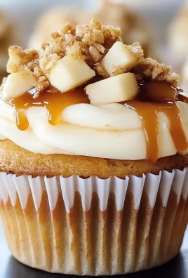 Delicious Apple Crisp Cupcakes with Caramel Drizzle Recipe