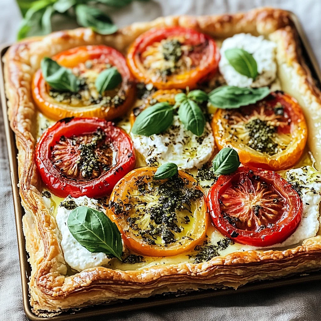 Delicious Herbed Ricotta Tomato Tart Recipe with Roasted Garlic