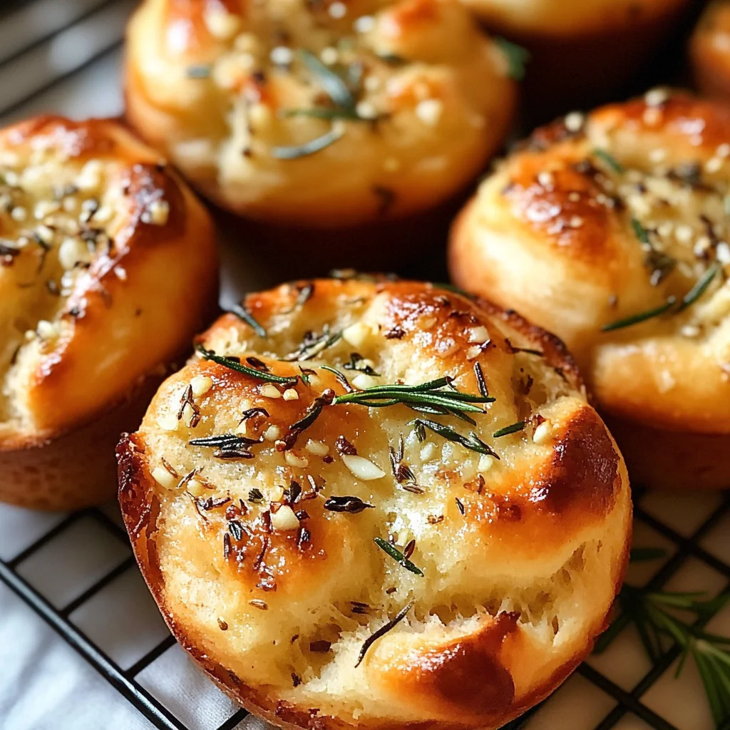 Easy Garlic Rosemary Focaccia Muffins