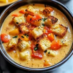 Easy Sheet Pan Soup Recipe with Roasted Vegetables and Cheese Croutons