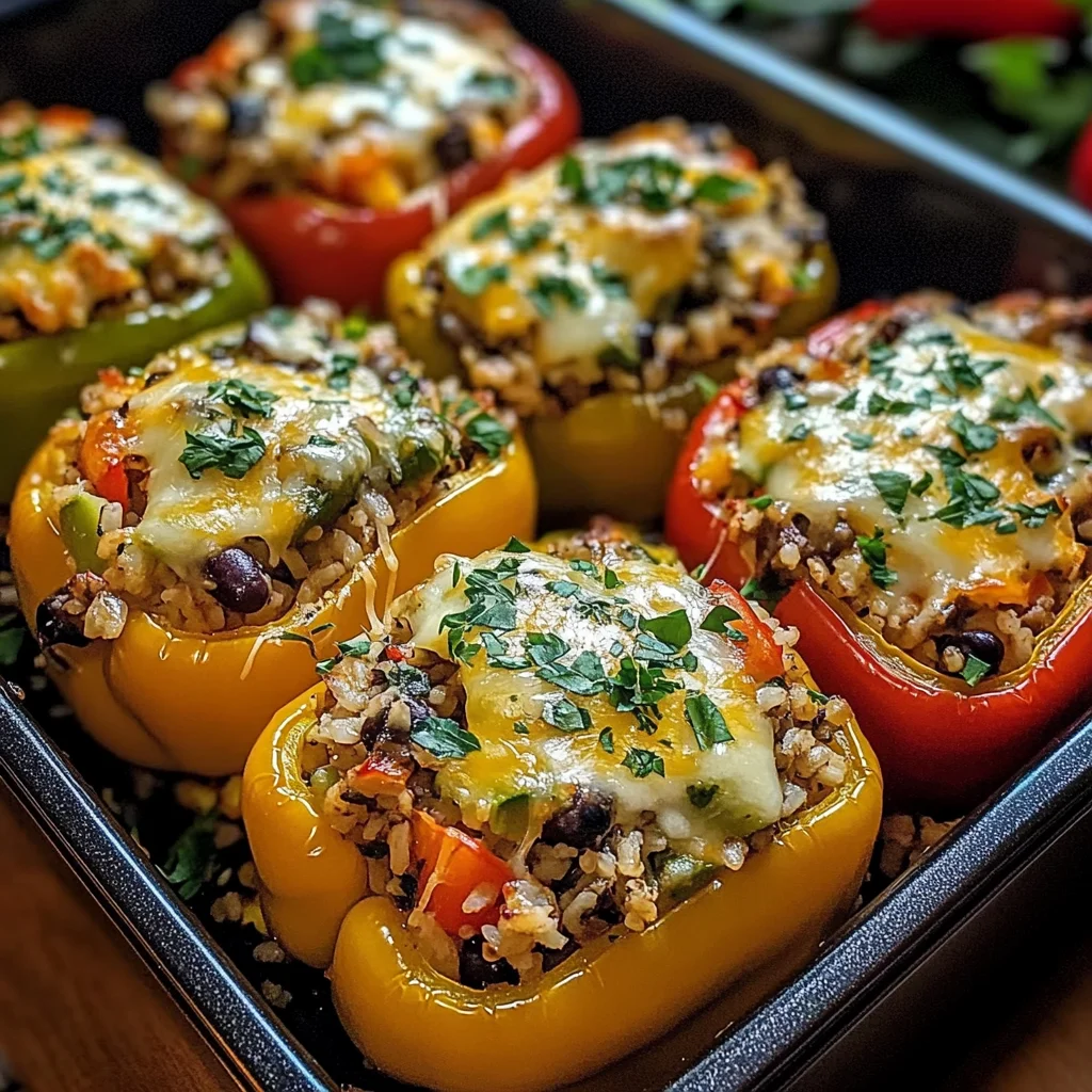 Easy Vegetarian Stuffed Bell Peppers with Rice