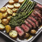 Sheet Pan Steak and Potatoes with Kale Pesto