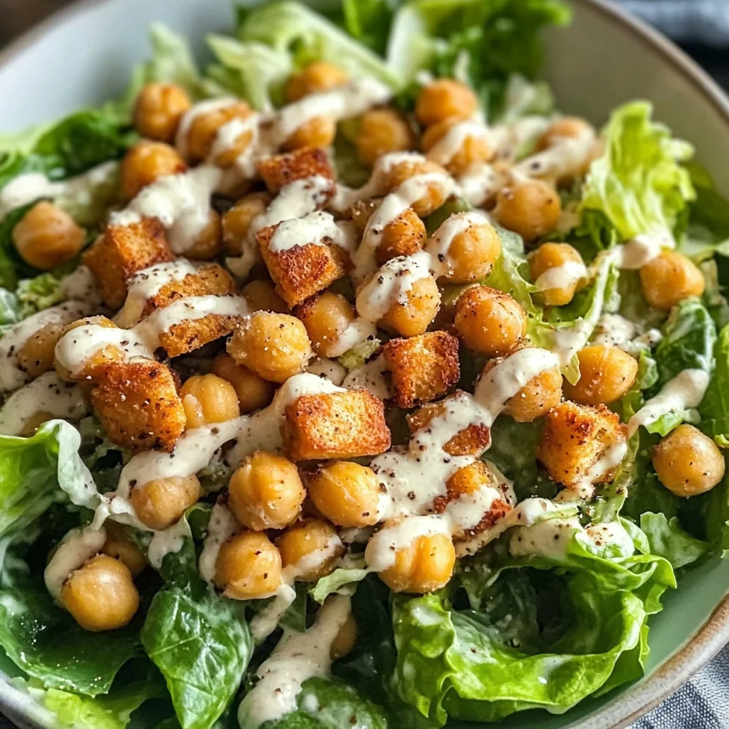 Vegan Caesar Salad with Chickpeas