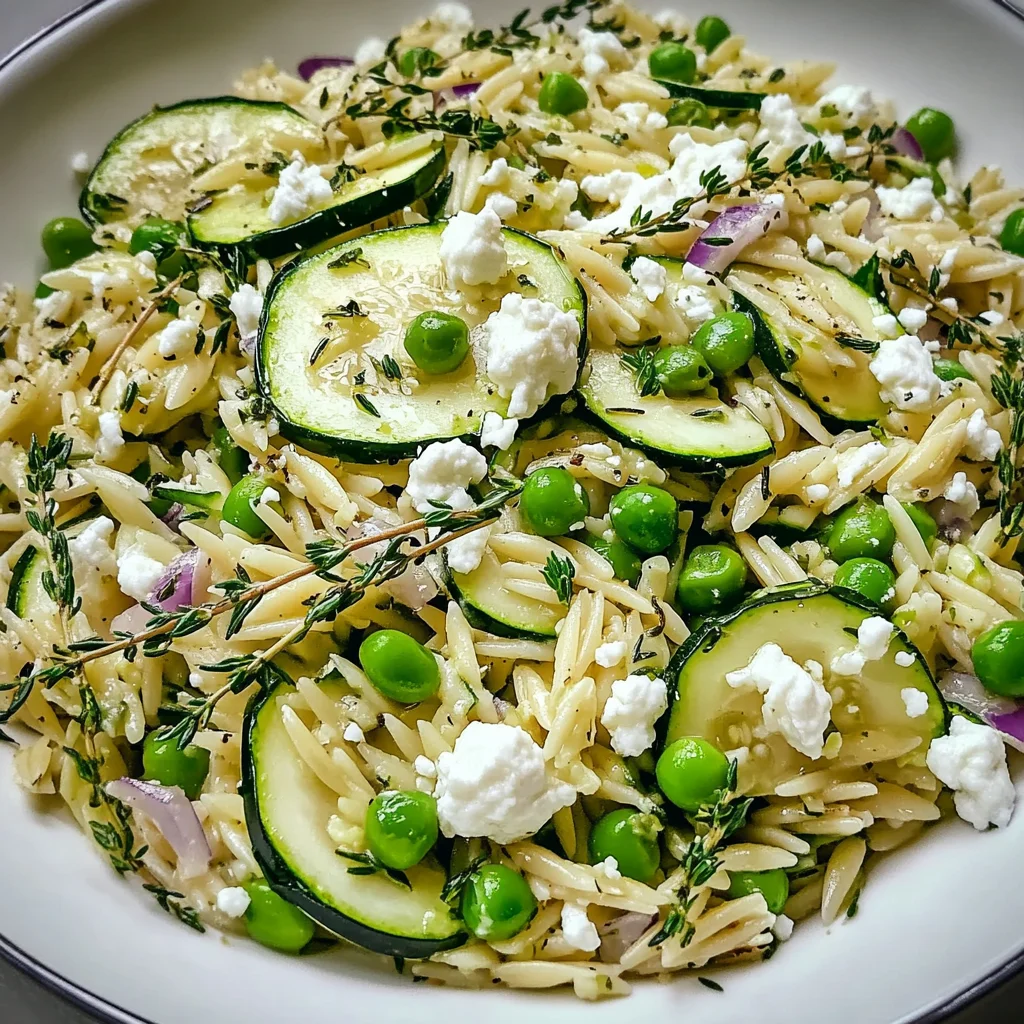 Zucchini, Pea & Goat Cheese Orzo Salad