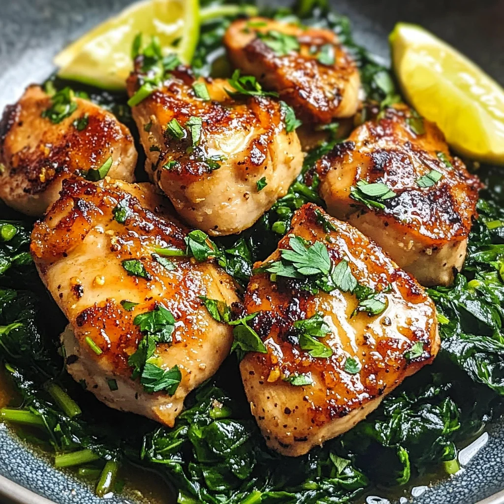 Asado Chicken Breasts with Sautéed Garlic Spinach