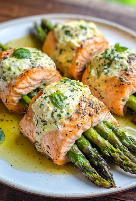 Asparagus and Lemon Basil Ricotta Stuffed Salmon Rolls with Lemon Sauce