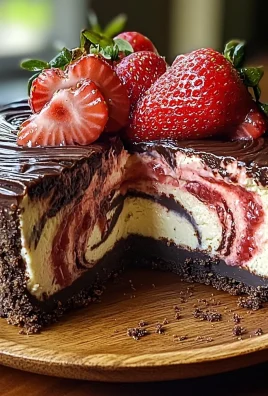 Chocolate Strawberry Swirl Cheesecake