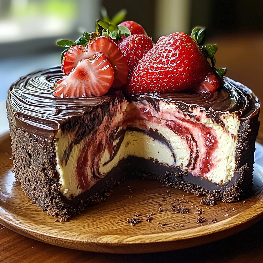Chocolate Strawberry Swirl Cheesecake