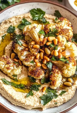 Crispy Roasted Cauliflower and Pine Nut Hummus