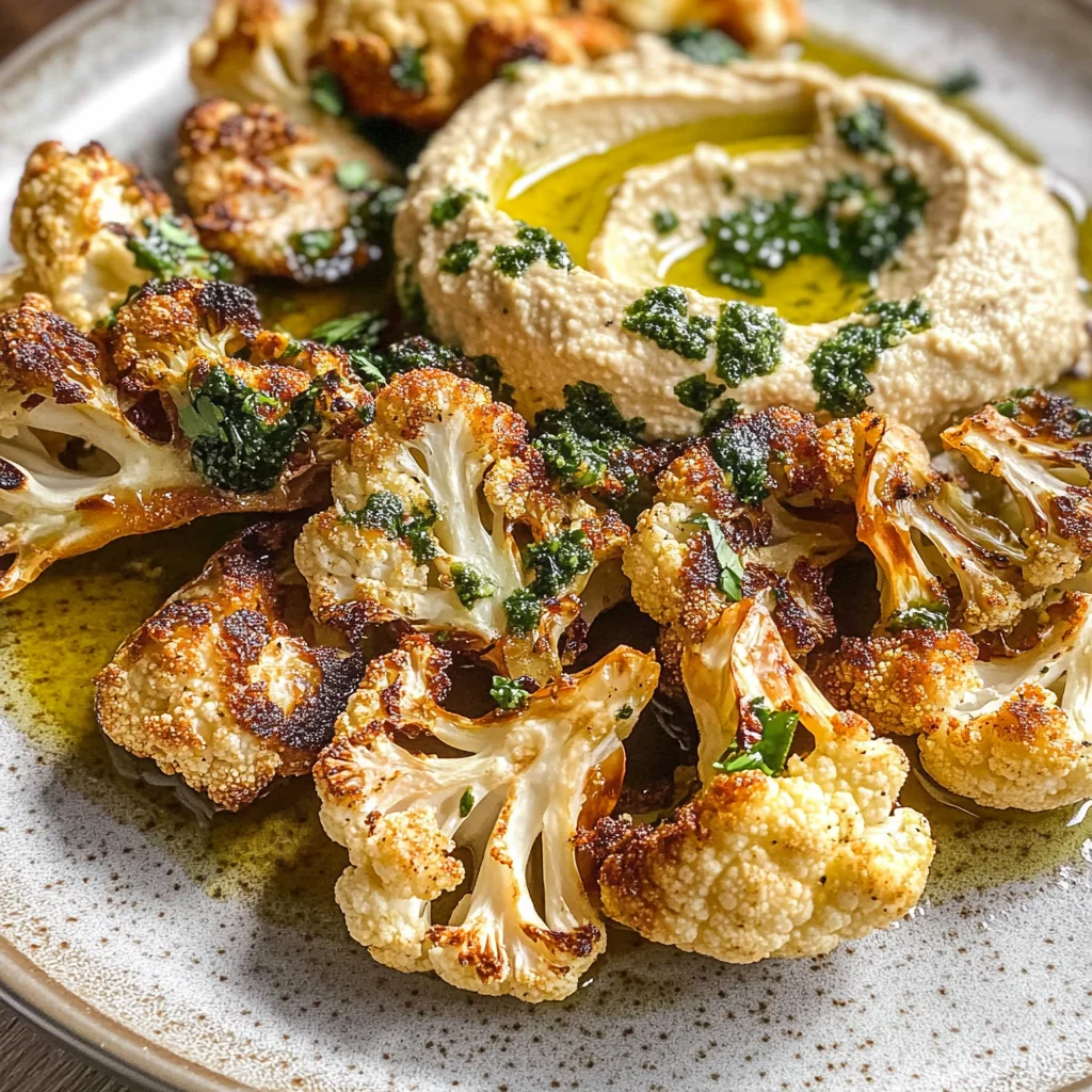 Crispy Za’atar Roasted Cauliflower with Hummus