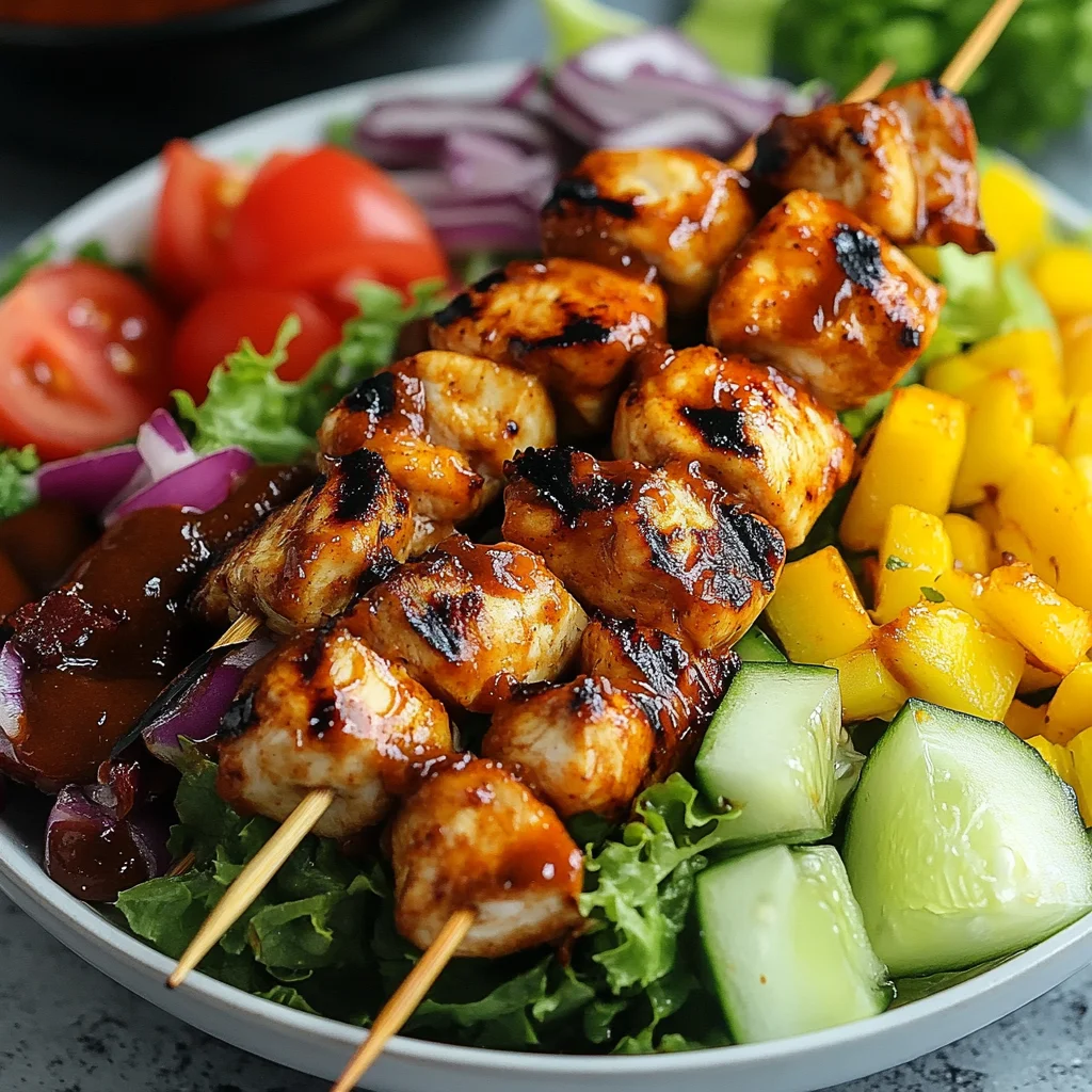 Easy Grilled BBQ Chicken Skewer Salad for Summer Gatherings