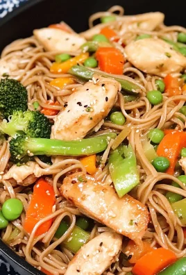 Easy Soba Noodle Stir Fry w/Chicken + Veggies