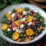 Festive Fall Farro Salad with Kale, Cranberries, Pecans & Goat Cheese