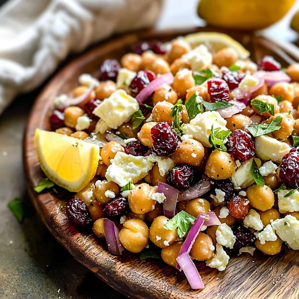 Feta & Cranberry Chickpeas with Lemon Vinaigrette
