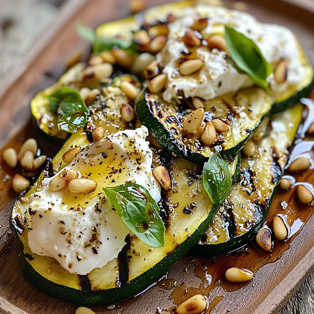 Grilled Zucchini with Burrata and Pine Nuts