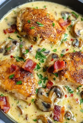 KETO BACON MUSHROOM CHICKEN IN CREAM SAUCE