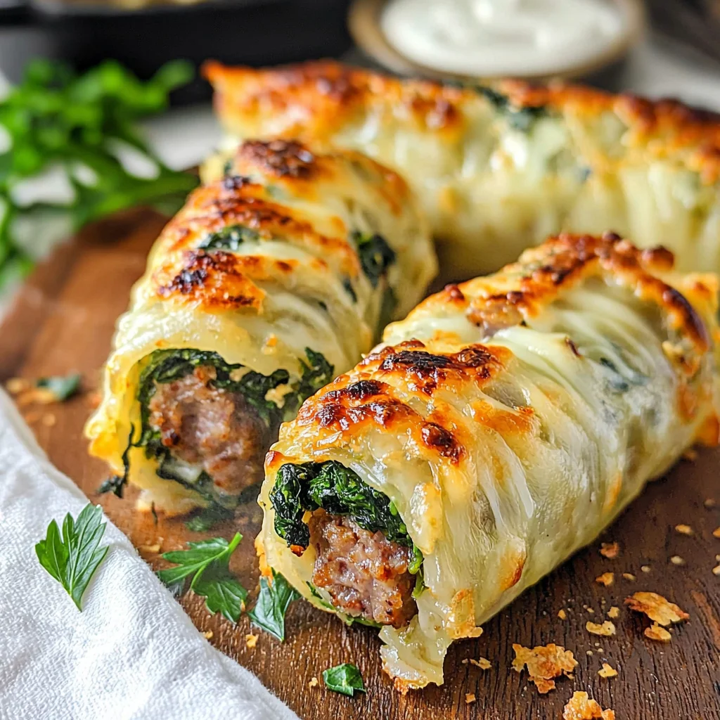 Keto Sausage and Spinach Roll-Ups