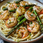 Lemon Asparagus Pasta with Grilled Shrimp