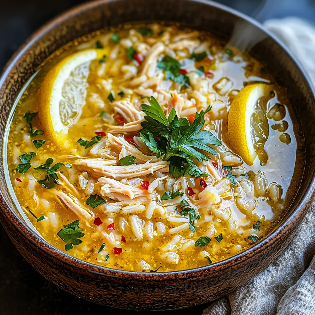 Lemon Ginger Turmeric Chicken and Rice Soup