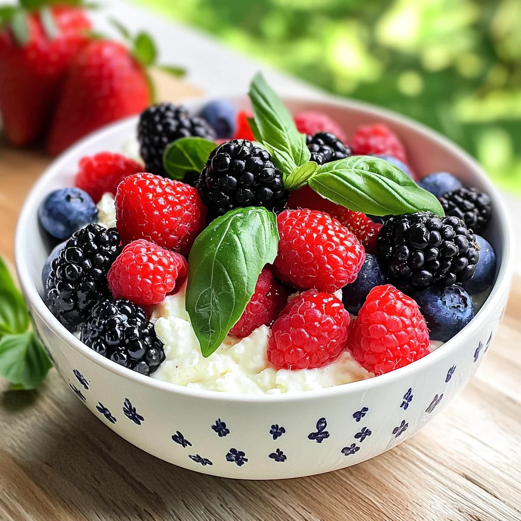 Low-Carb Basil Marinated Berries With Cottage Cheese