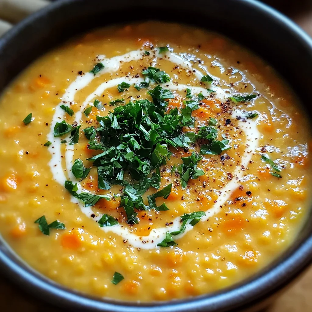 One Pot Creamy Carrot Lentil Soup