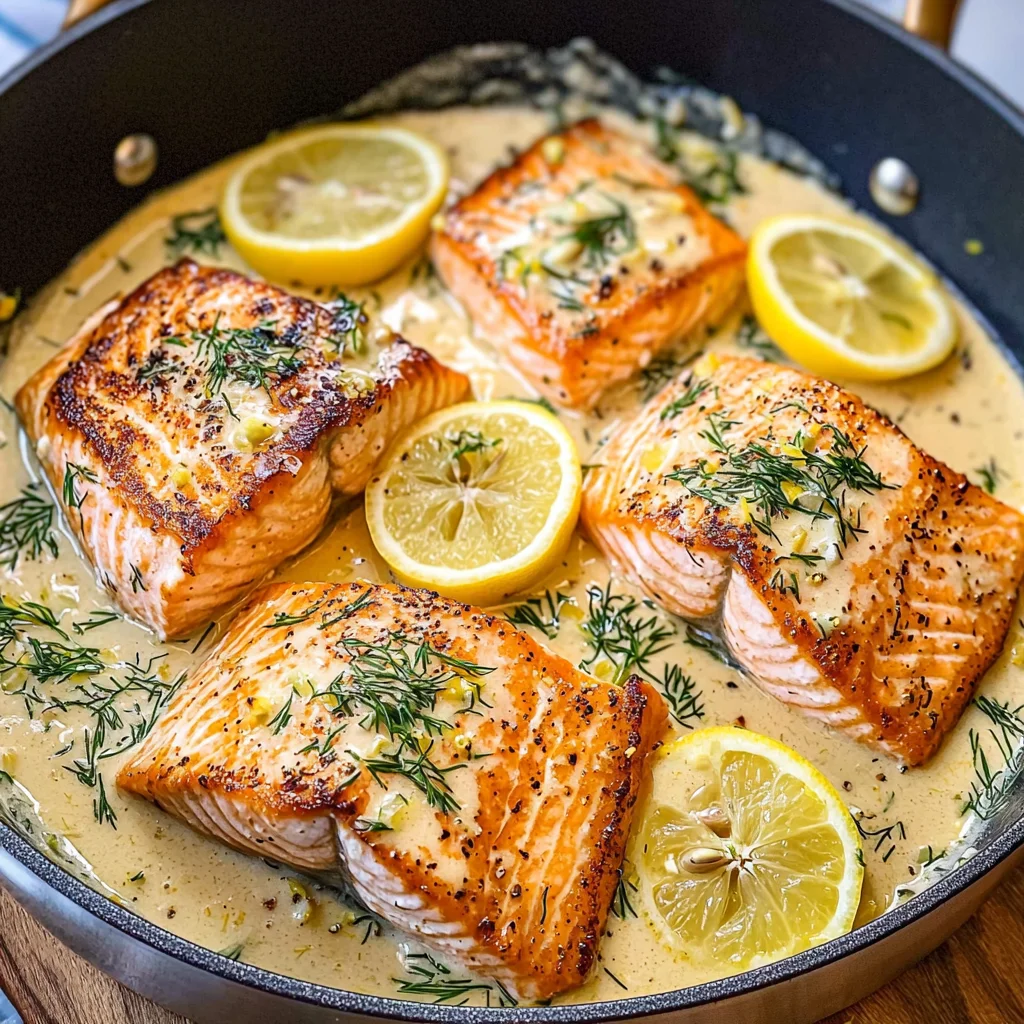 Pan-Seared Salmon in a Creamy Lemon Sauce