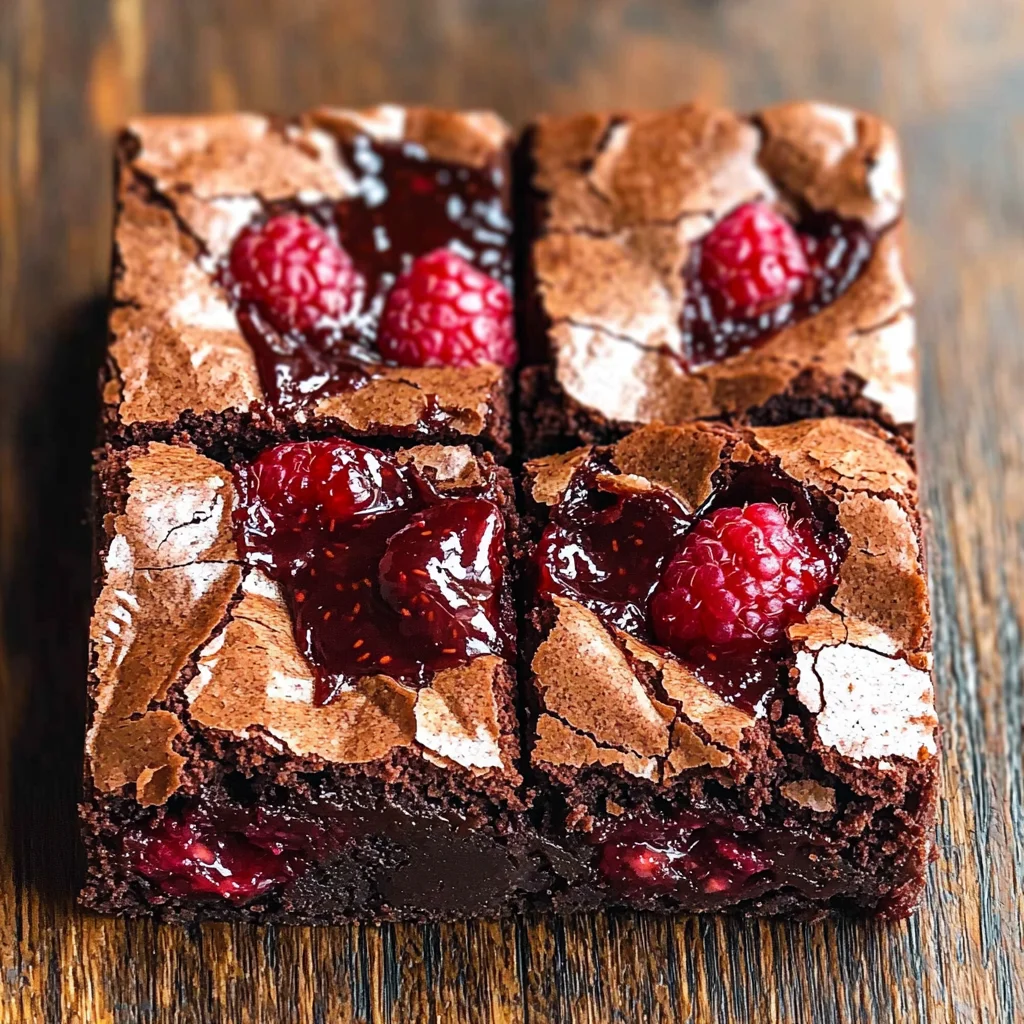 Thick Fudgy Chocolate Raspberry Brownies