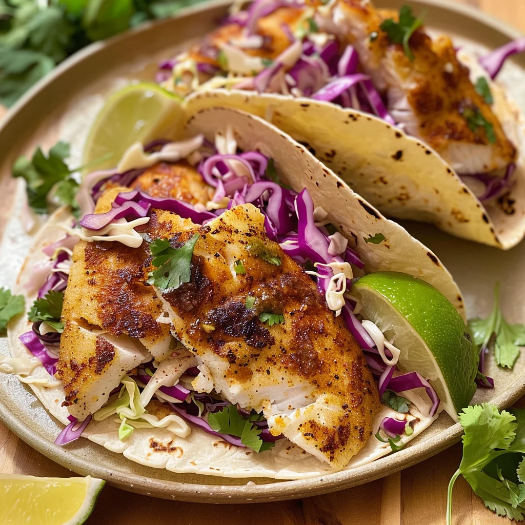 Air Fryer Fish Tacos with Cilantro Lime Slaw