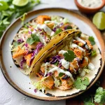 Air Fryer Salmon Tacos with Slaw